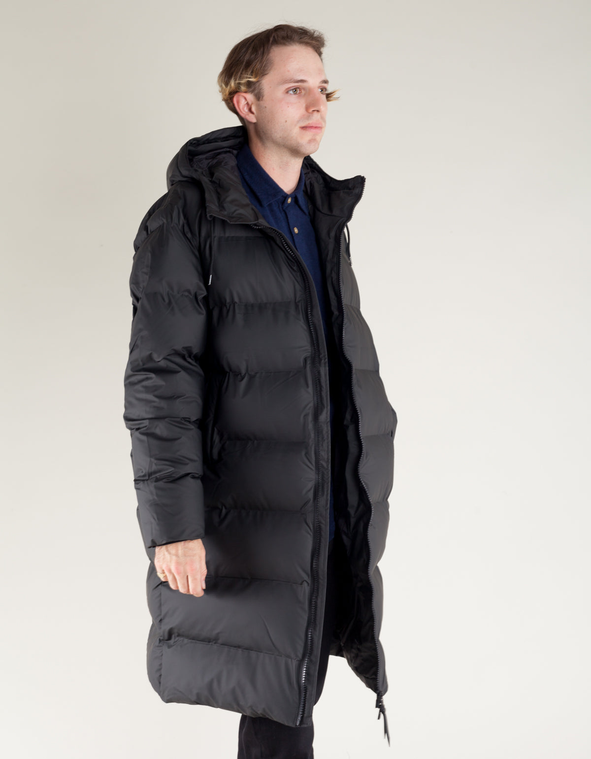 Rains Men's Long Puffer Jacket Black – Still Life