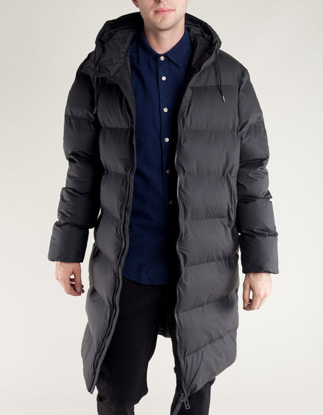 Rains Men's Long Puffer Jacket Black – Still Life