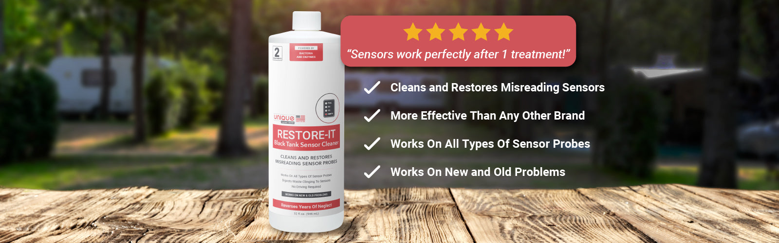 Restore-It Sensor Cleaner For Black Tanks. Unique Camping + Marine