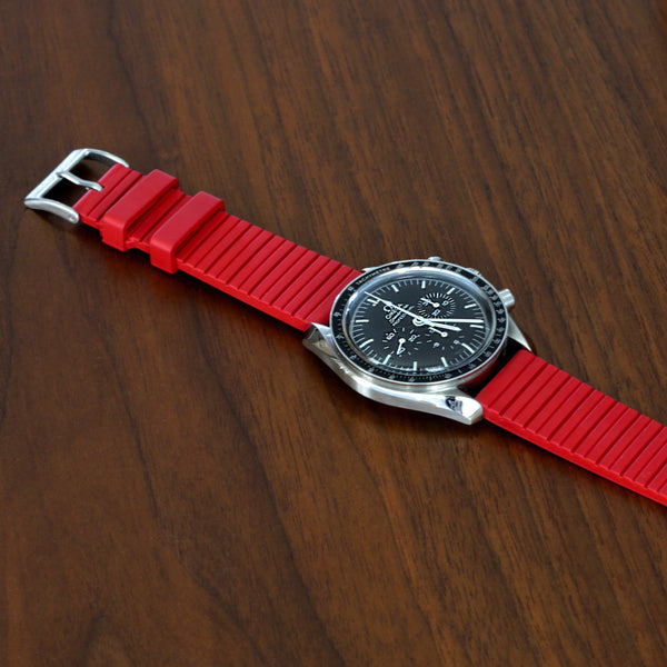 rubber fkm watch band on a omega speedmaster pro watch