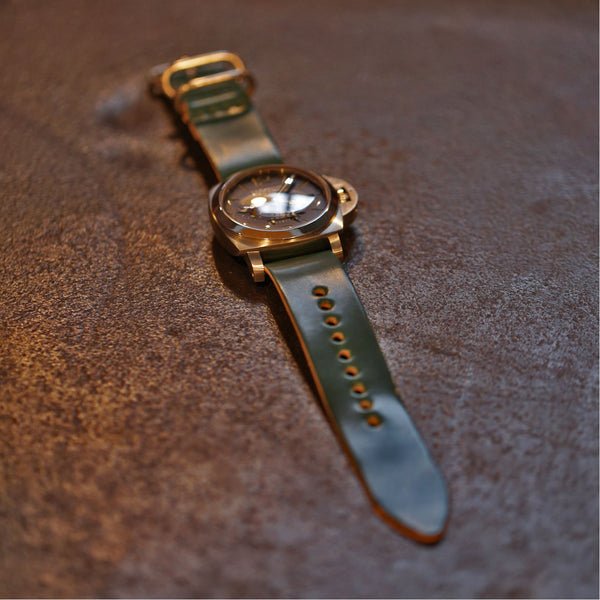 panerai 233 on a green horween shell cordovan watch band