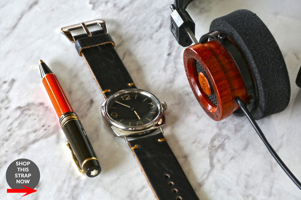 chromexcel leather watch strap on a panerai radiomir watch