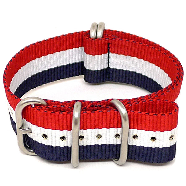 red white and blue single piece nylon watch band