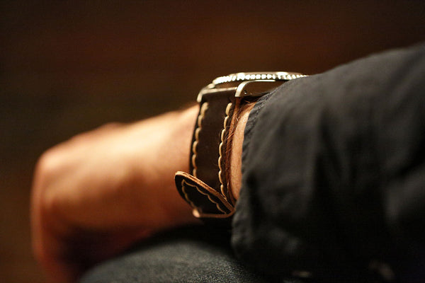 Horween Shell Cordovan Watch Strap On A Rolex Submariner Side