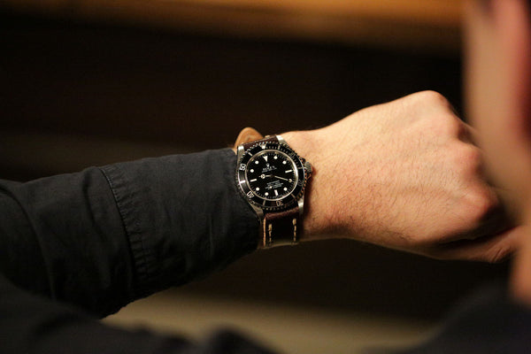 Horween Shell Cordovan Color 8 Watch Strap On A Rolex Submariner Wrist