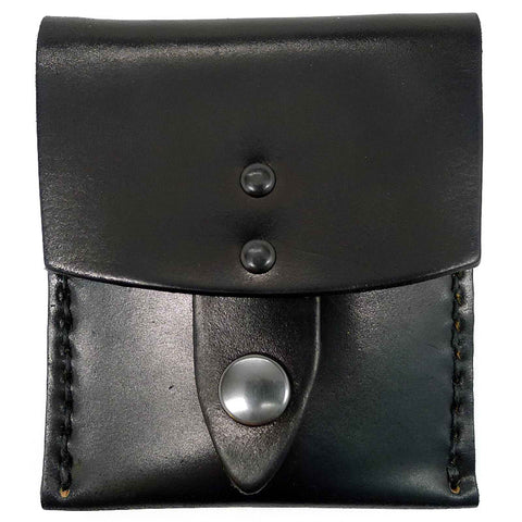 handmade horween shell cordovan vertical snap wallet in black