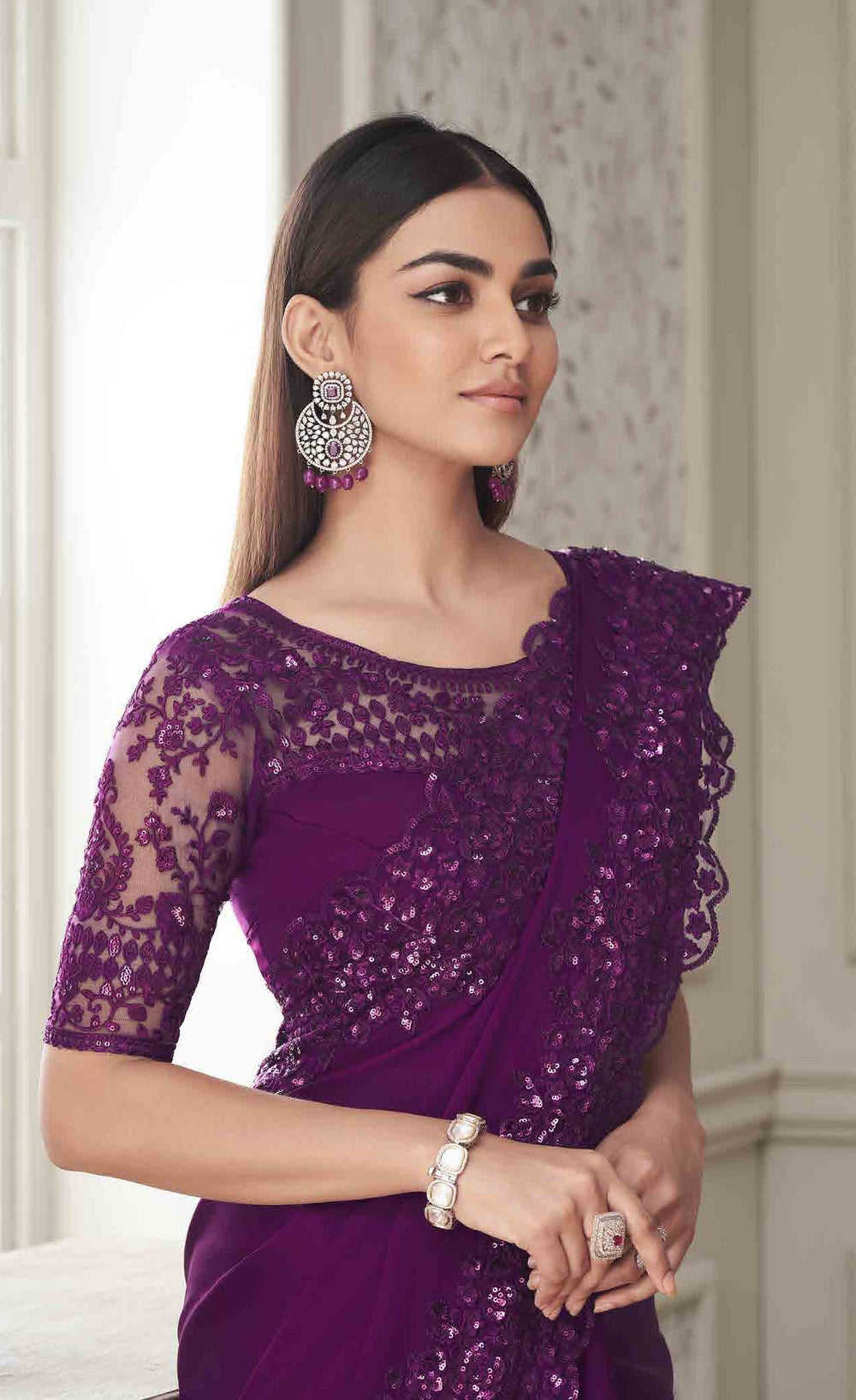 Gorgeous Lavender Color Ready To Wear Saree With Waist Belt – Fabvilla