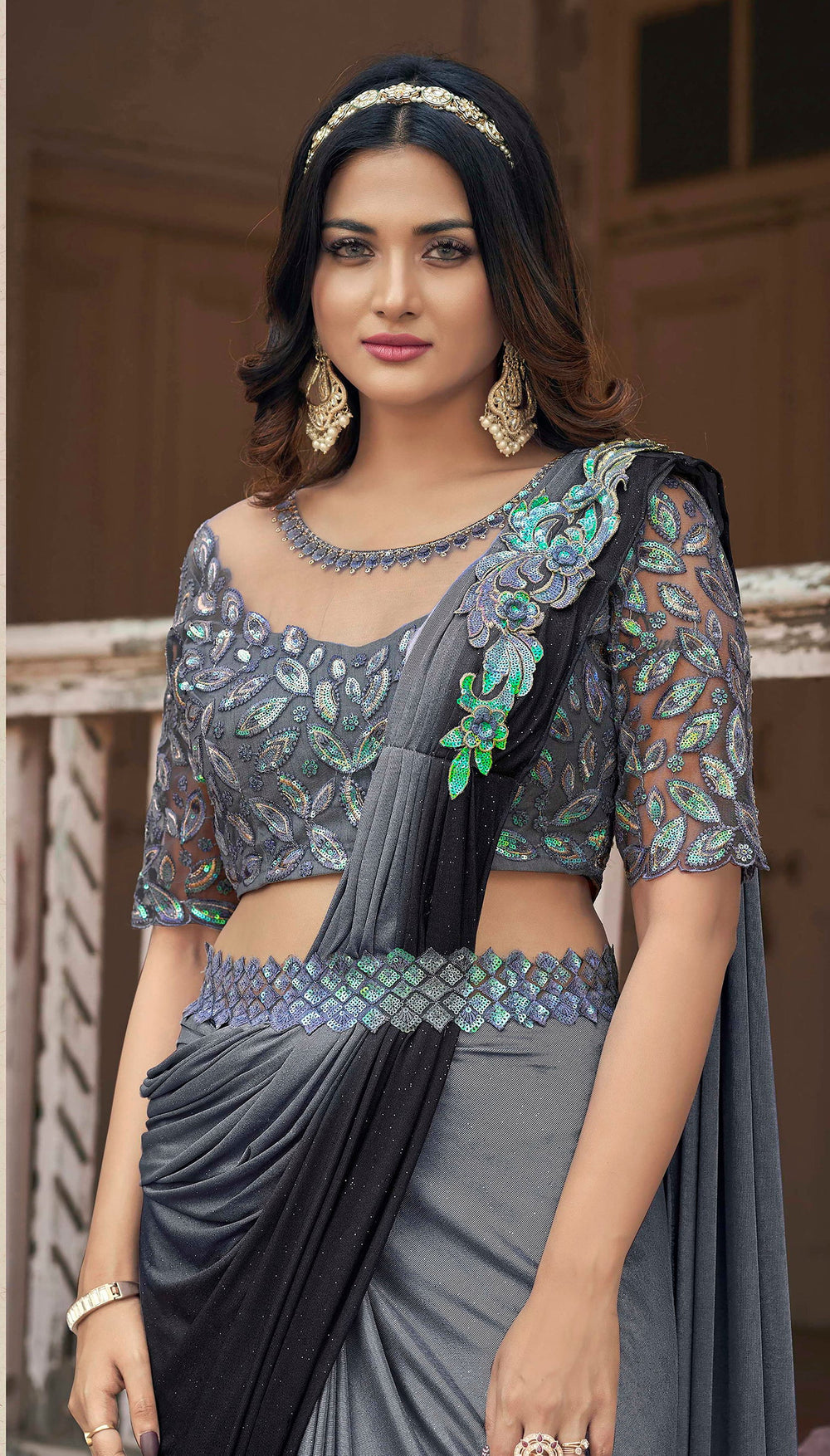 Selected Party Wear Booming Silk Redy To Wear Saree With Belt at