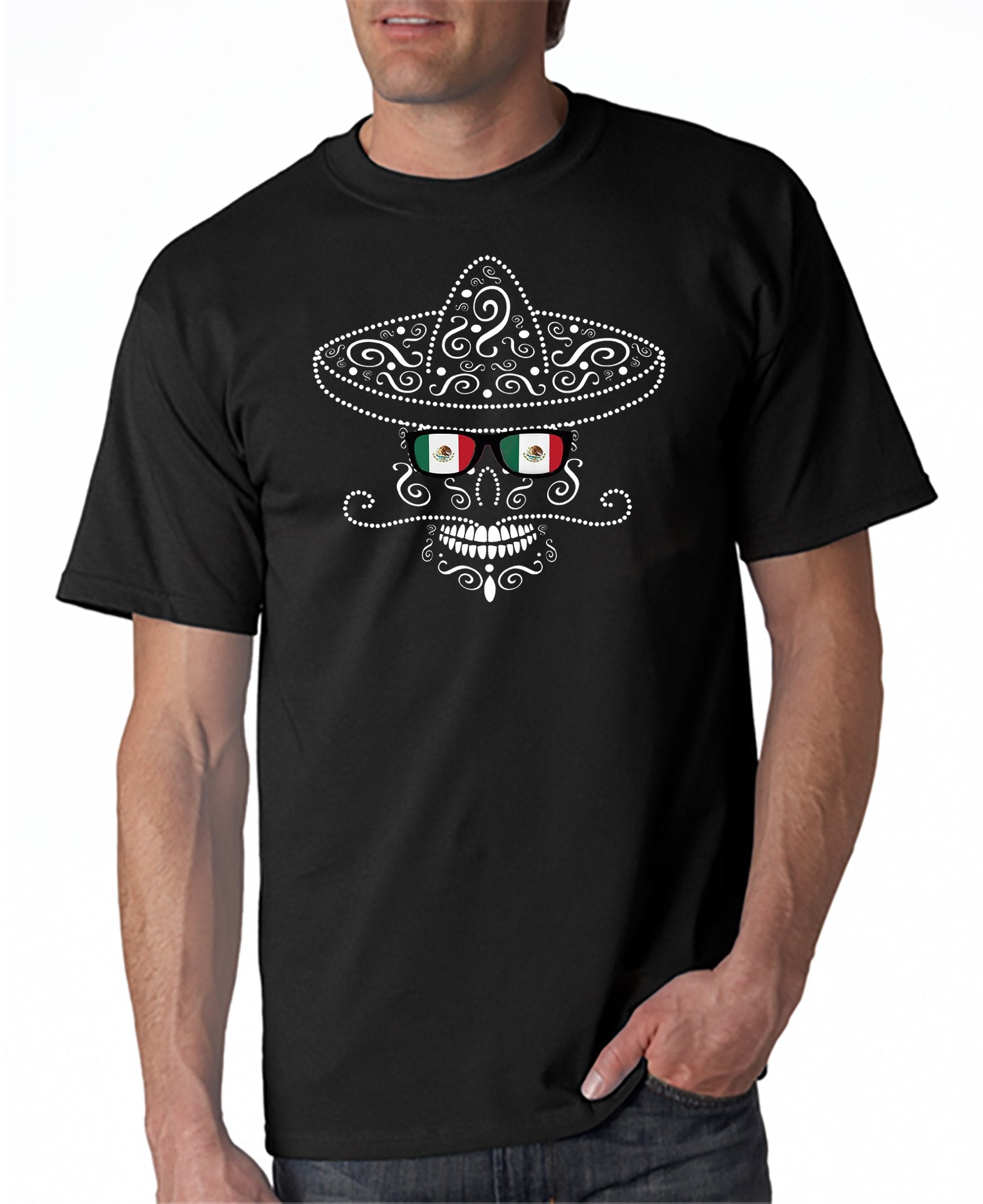Mexican Sombrero Skull Flag Glasses T-shirt Cinco de Mayo – DesignerTeez