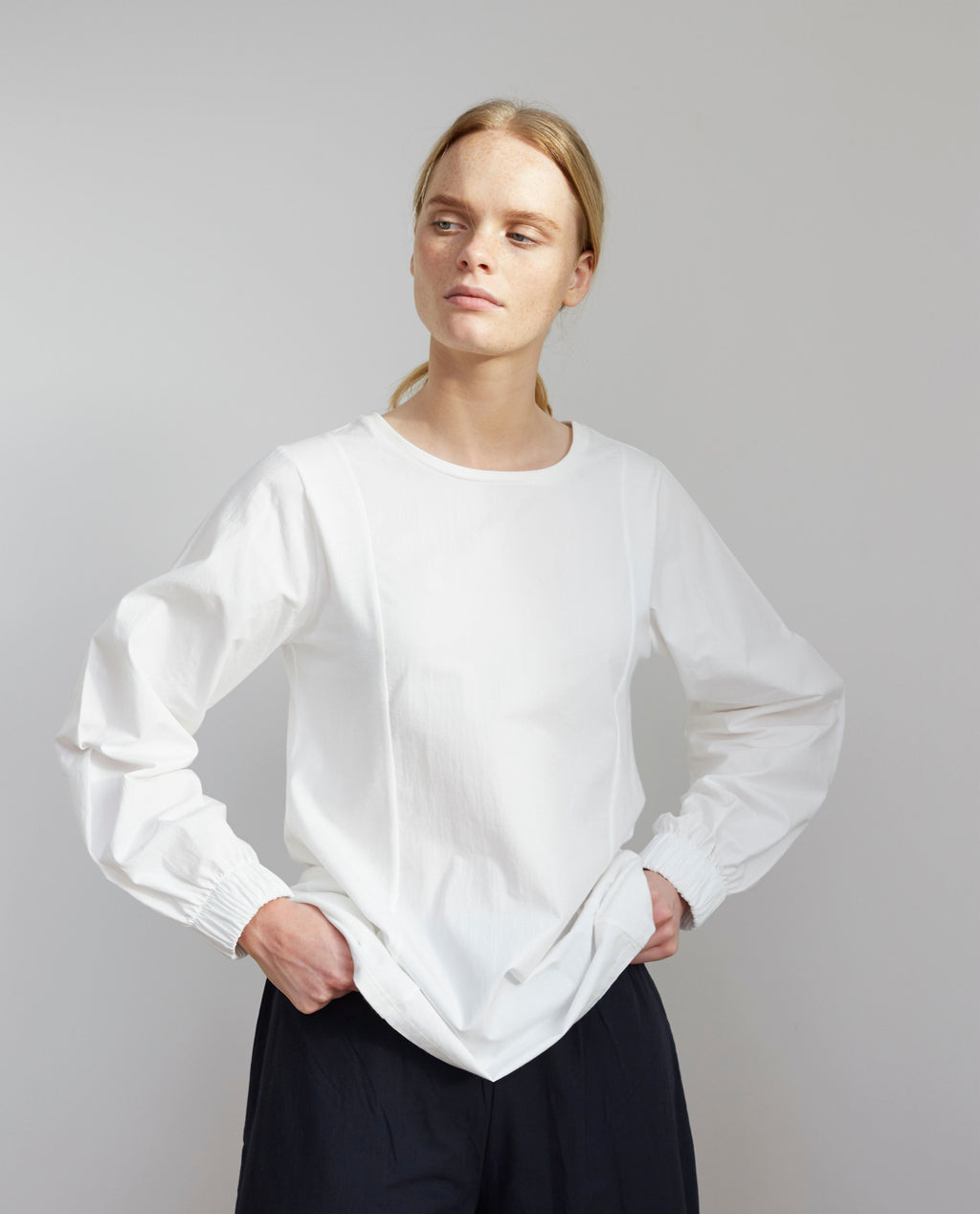LUCILLE Organic Cotton Top In Off White