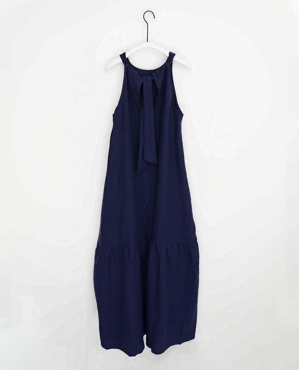 Priya Linen Dress In Navy – Beaumont Organic