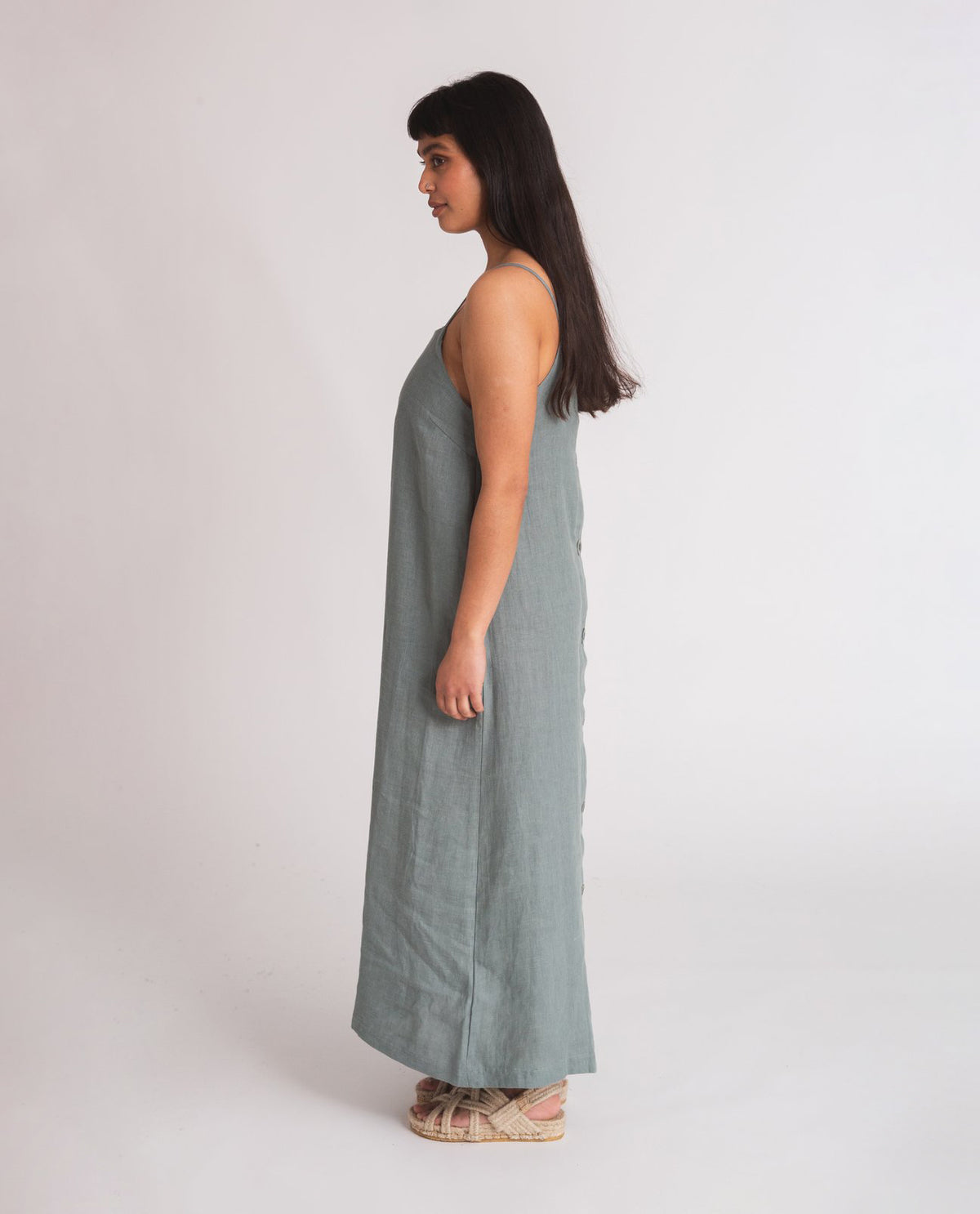 Athea Linen Dress In Ocean | Beaumont Organic