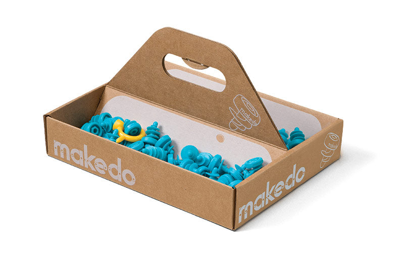  Makedo Explore, Upcycled Cardboard Construction Toolkit in  Small Toolbox (50 Pieces), STEM + STEAM Educational Toys for at Home Play  + Classroom Learning