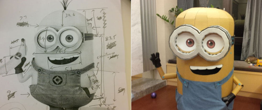 Makedo cardboard Minion costume