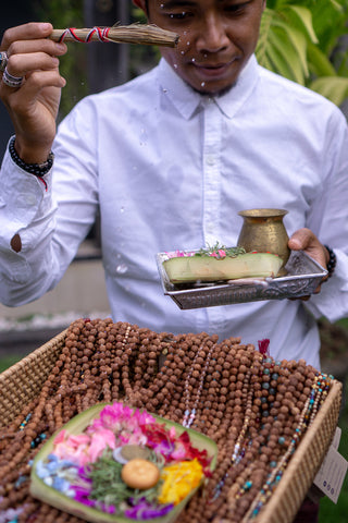 Blessing of the Bali Malas with incense and prayers