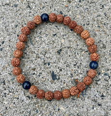 Azurite + Rudraksha Prayer Bead Bracelet by Bali Malas