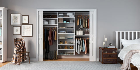 Organized Bedroom zone with a neat modular closet