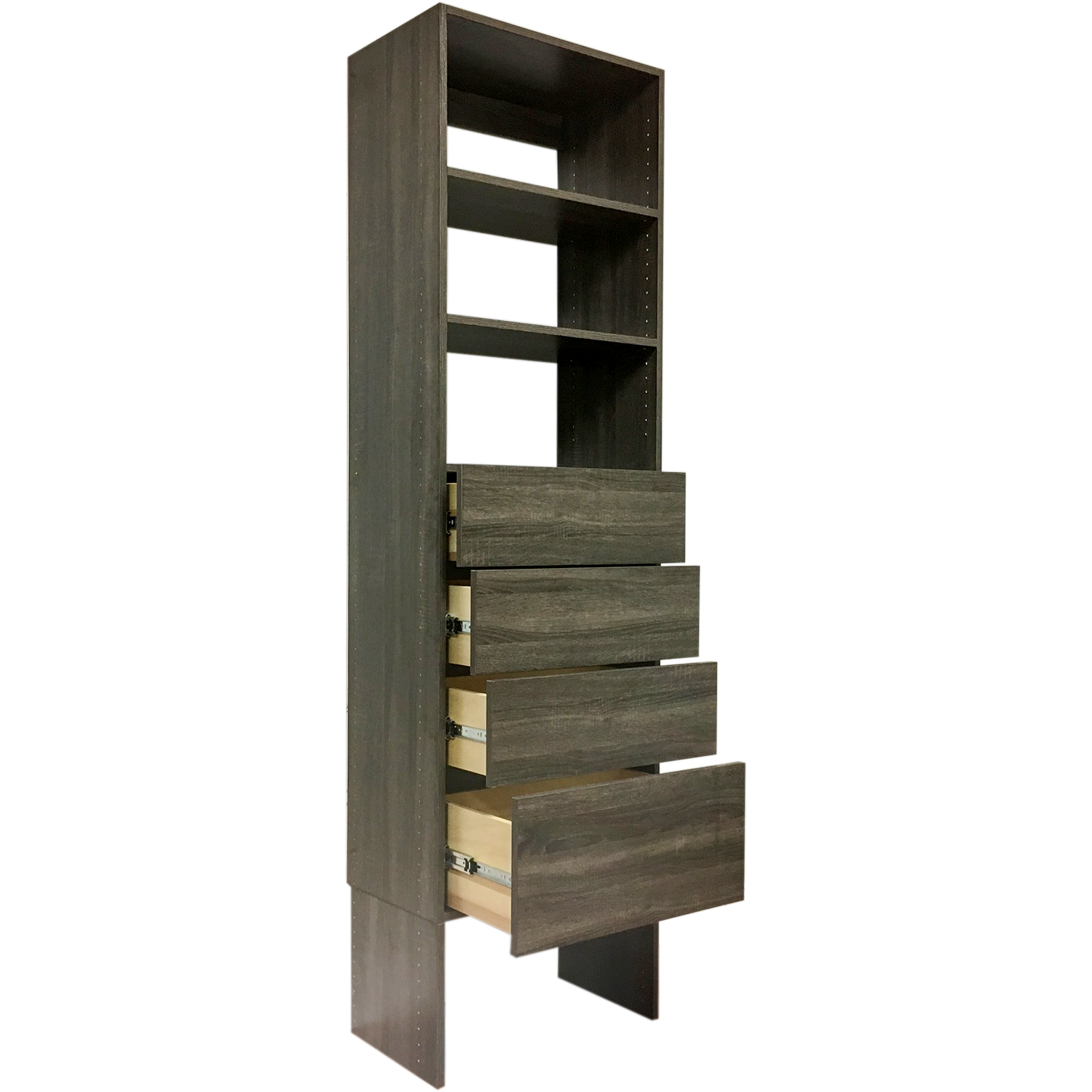 Modular Closets Wood Shelf Tower Closet Organizer System With Drawers