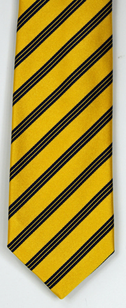 SERICA SILK YELLOW/BLACK STRIPE TIE | Blue Lion Men's Apparel