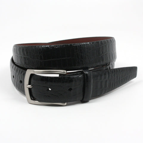 Alligator Embossed Calfskin Brown 35mm Belt | Blue Lion Men's Apparel