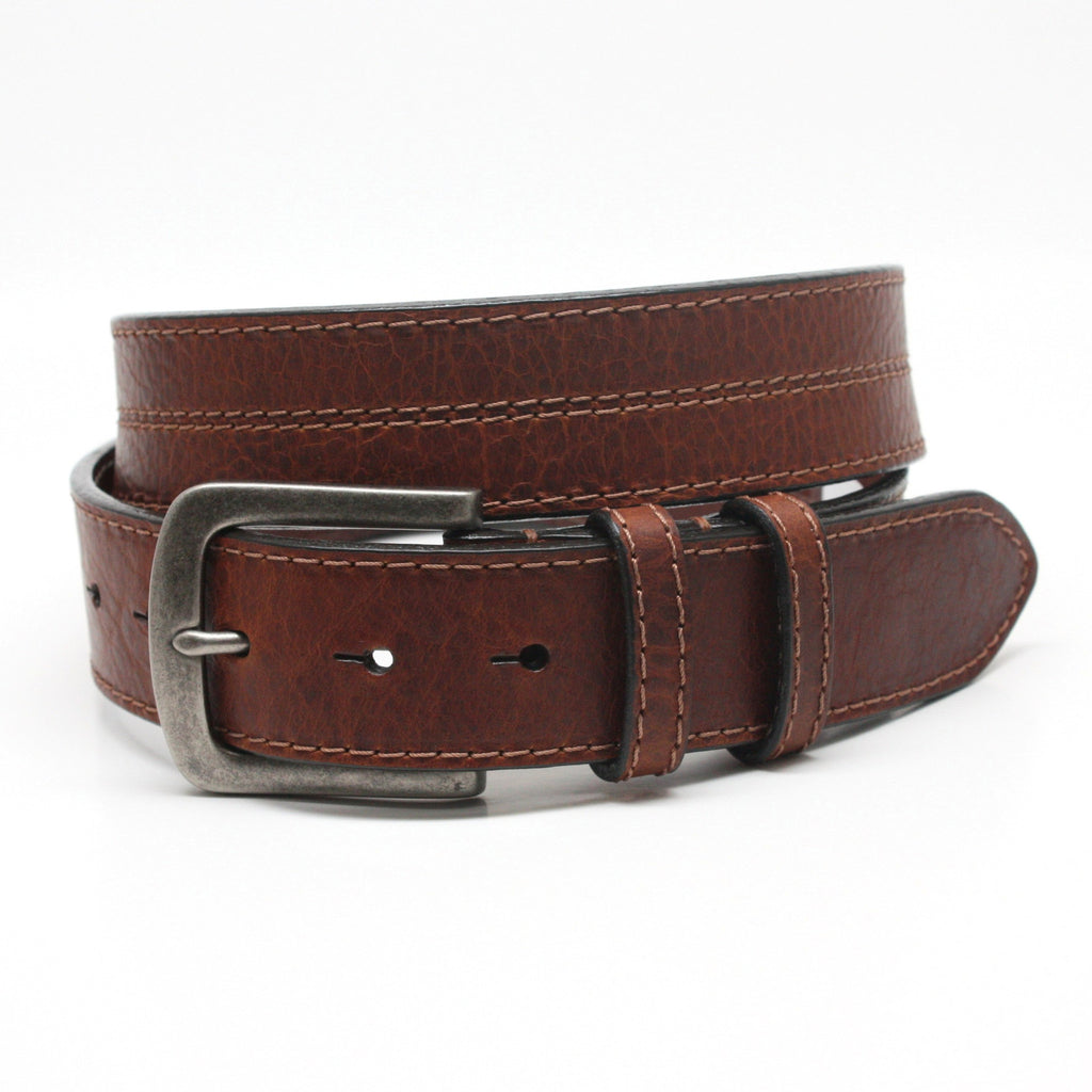 Waxed Shrunken American Bison Brown 38mm Belt | Blue Lion Men's Apparel