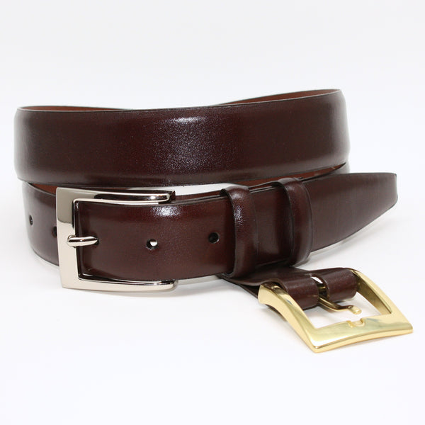 Italian Calfskin Double Buckle Brown 32mm Belt | Blue Lion Men's Apparel