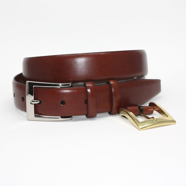 Italian Calfskin Double Buckle Cognac 32mm Belt | Blue Lion Men's Apparel