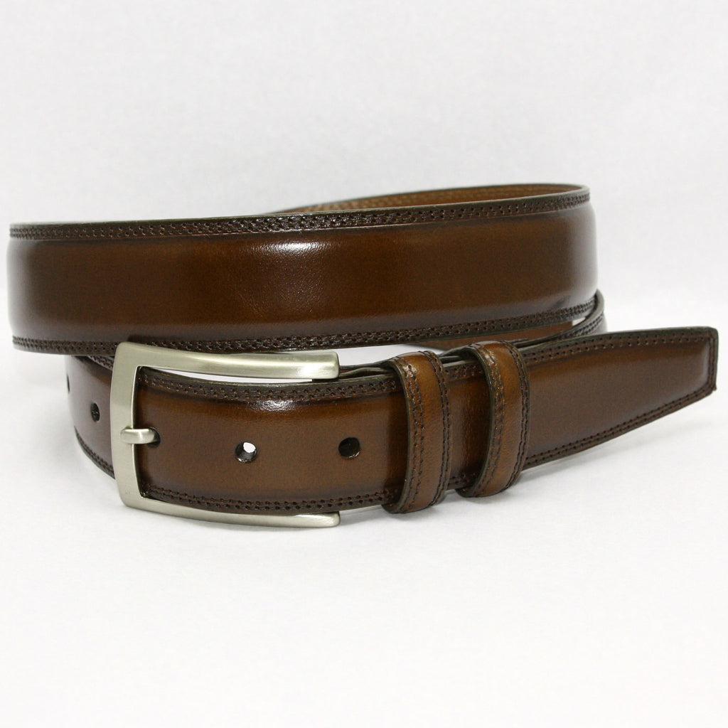Handstained Italian Kipskin Brown 35mm Belt | Blue Lion Men's Apparel