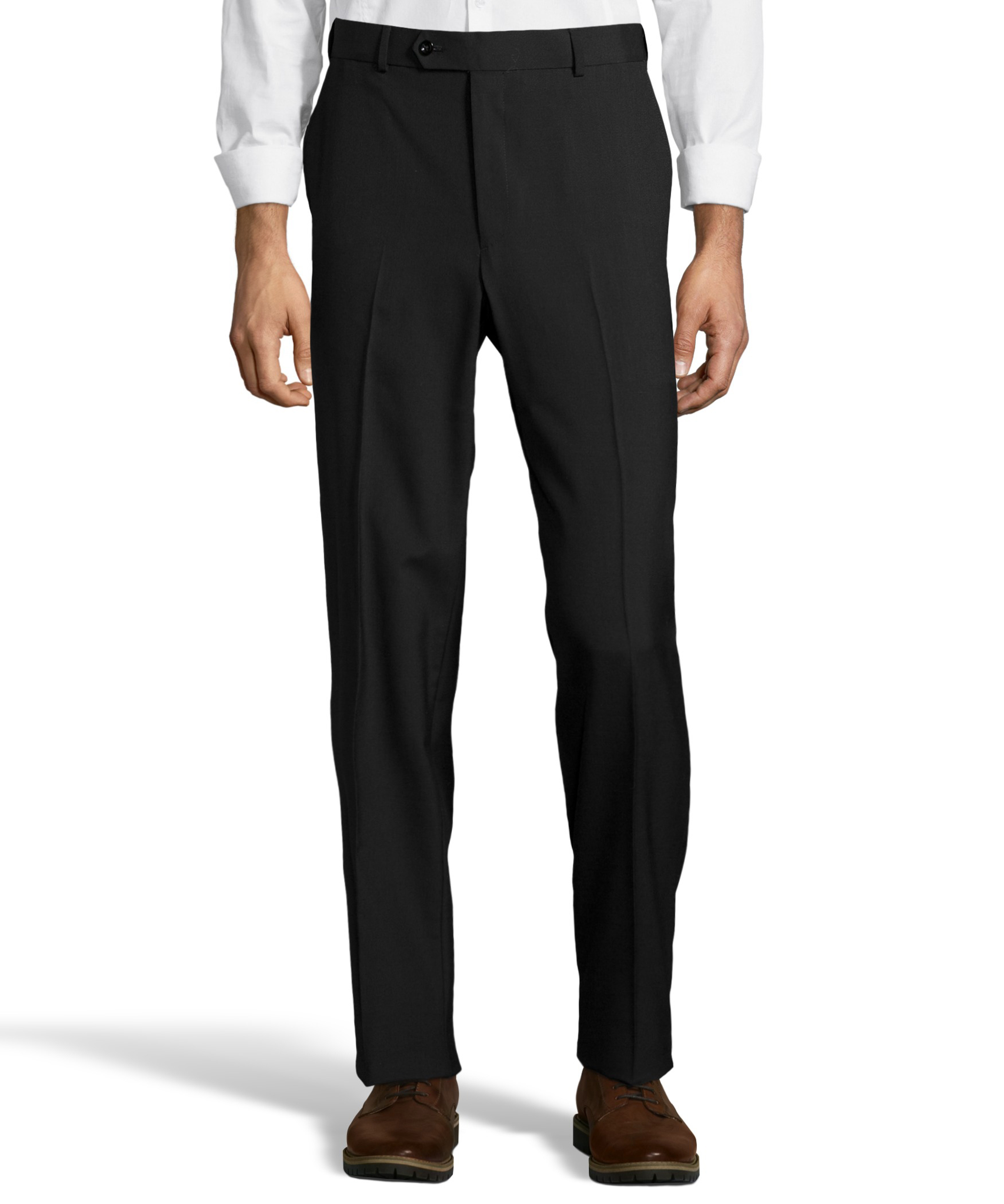 Palm Beach Wool/Poly Black Flat Front Expander Pant | Blue Lion Men's ...