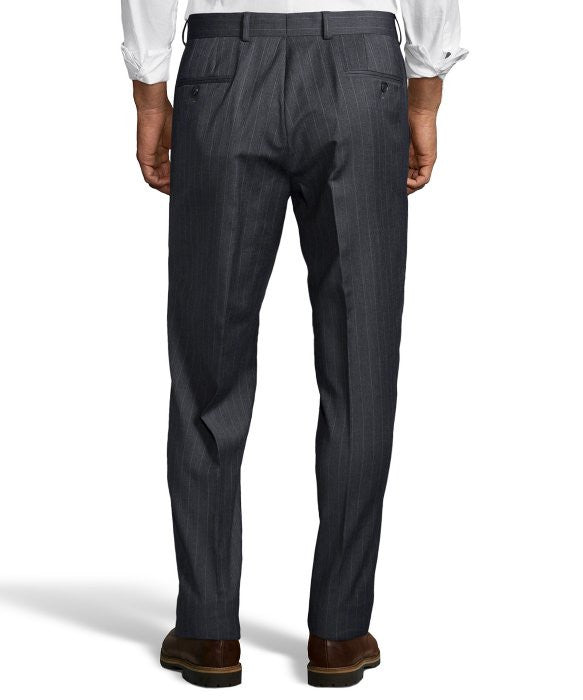 Palm Beach 100% Wool Grey Stripe Plain Front Suit Pant | Blue Lion Men ...