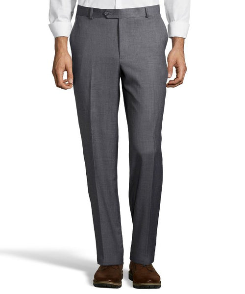 Palm Beach 100% Wool Grey Sharkskin Plain Front Suit Pant | Blue Lion ...