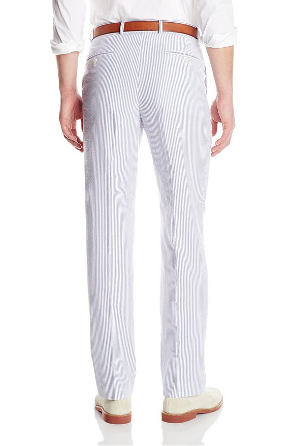 Palm Beach 'Original' Navy/White Seersucker Flat Front Pant | Blue Lion ...