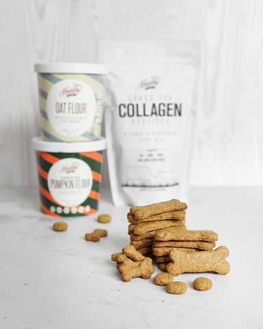 collagen dog cookies with pumpkin flour