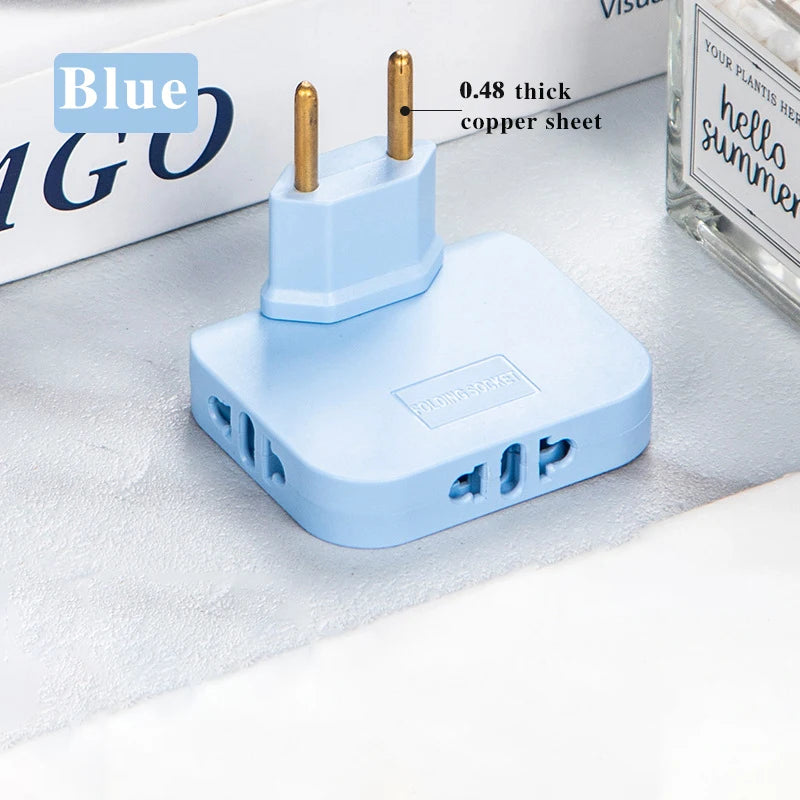 3PCS EU Plug 180° Rotatable Socket Adapter 3 In 1 US Extension Multi Plug