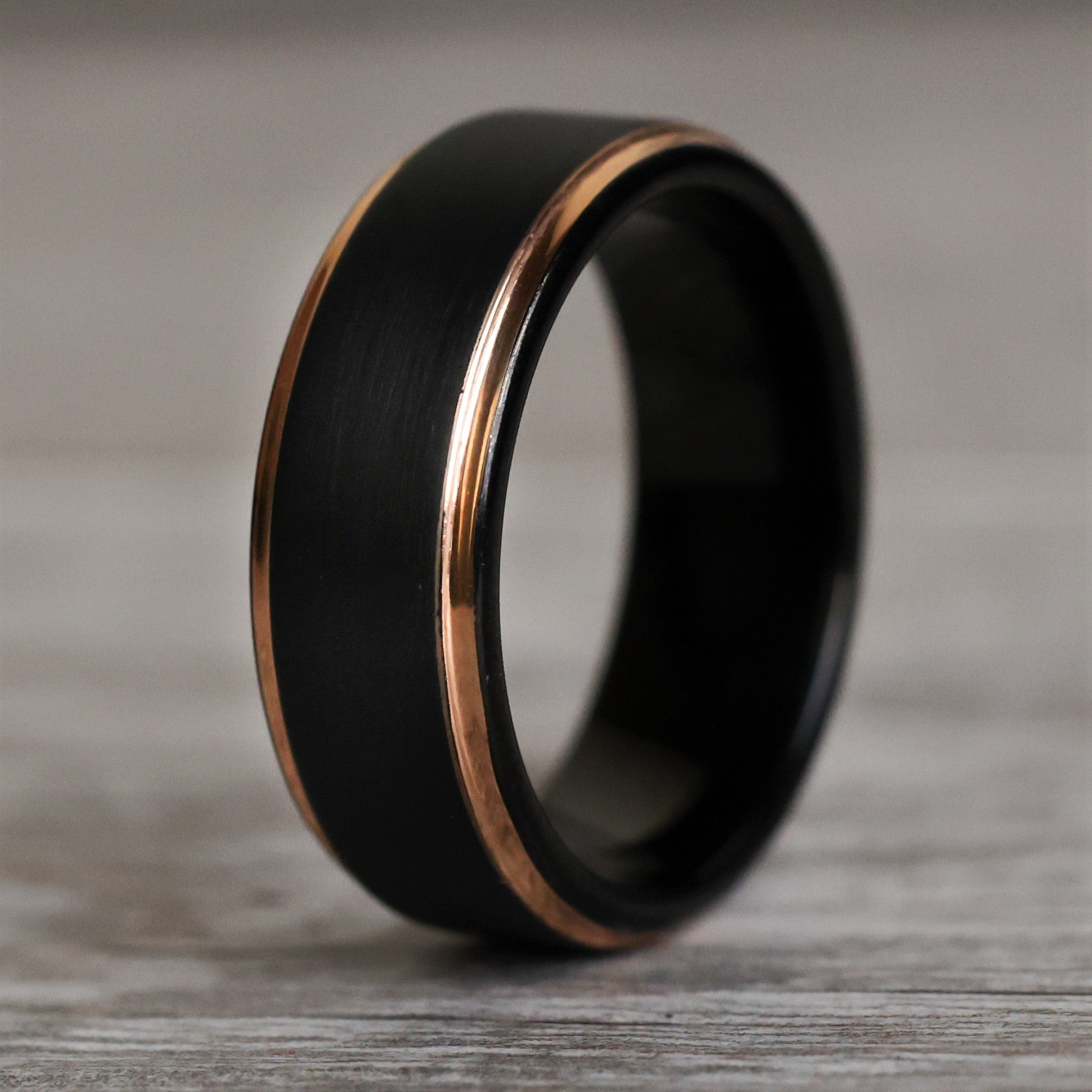 The Osiris | Black and Rose Gold Men's Wedding Ring | Thorum