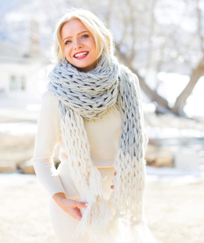 Color Block Scarf | Arm Knitting Patterns from Knitting Without Needles by Anne Weil