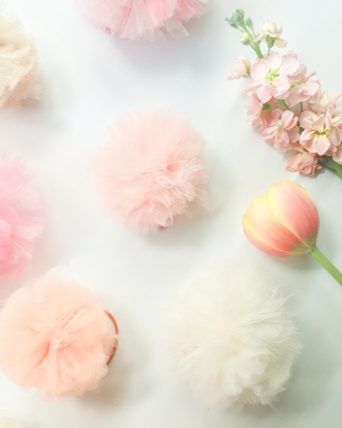 Easy DIY Tulle Pom Pom Hair Bands - Flax & Twine  