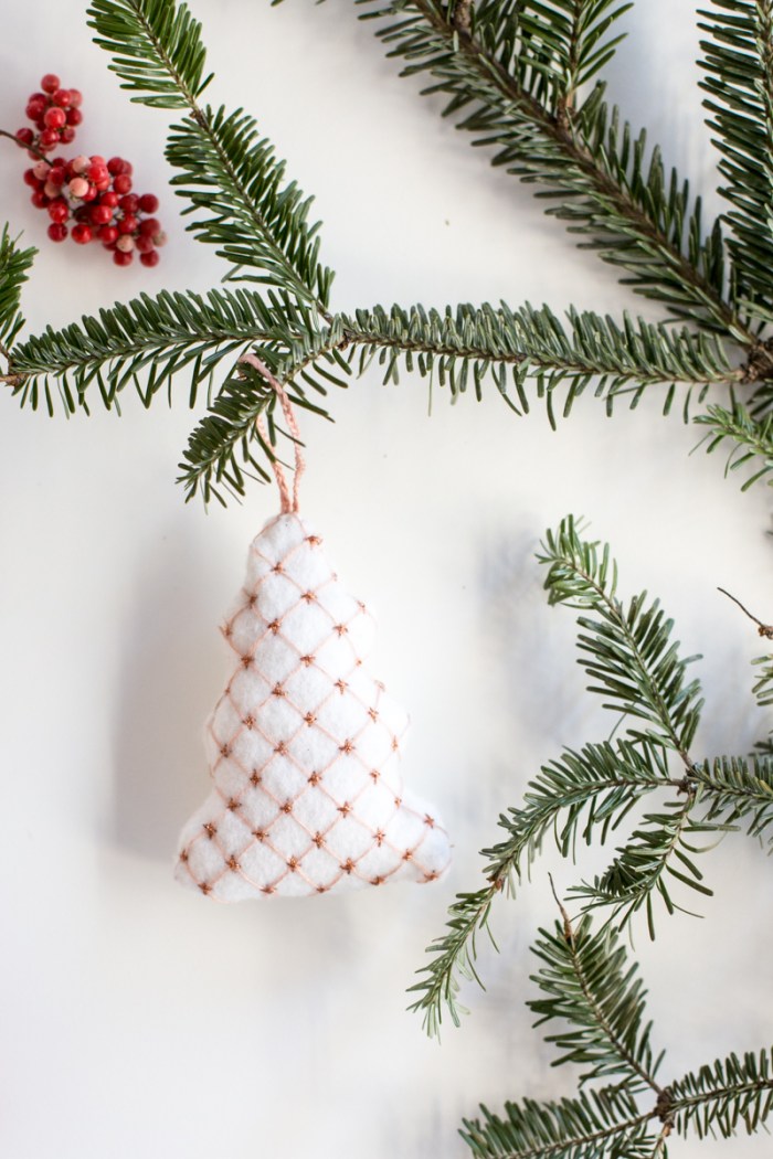 Embroidered Christmas Tree Ornament DIY by Anne Weil of Flax & Twine