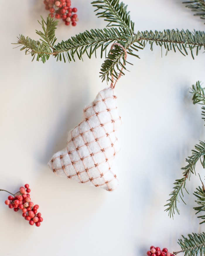 Embroidered Christmas Tree Ornament DIY by Anne Weil of Flax & Twine