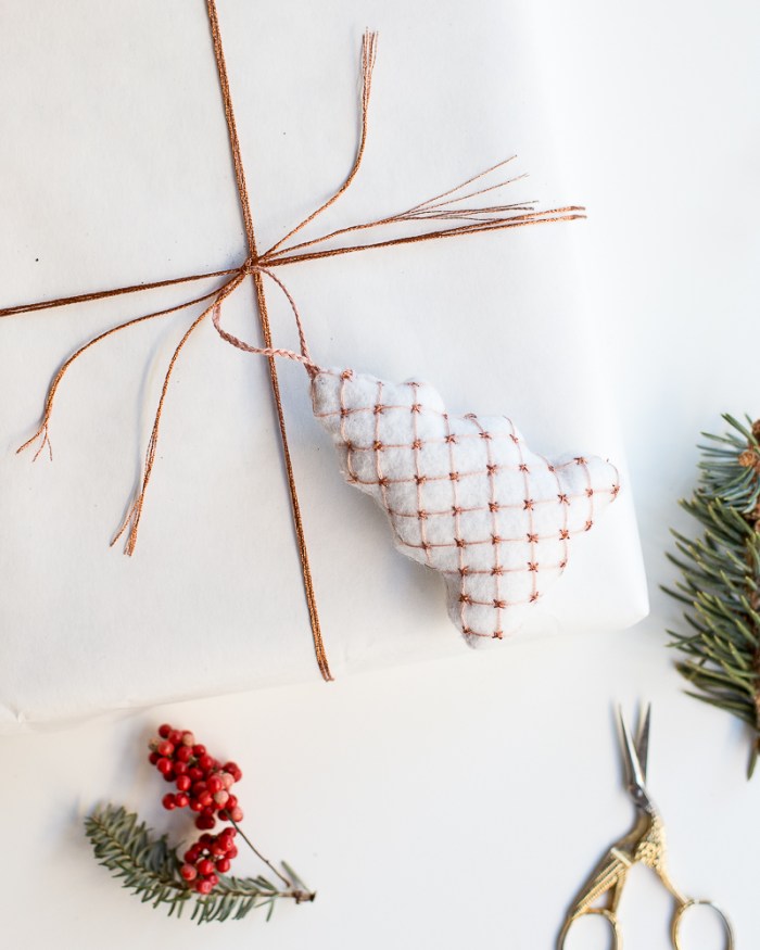 Embroidered Christmas Tree Ornament DIY by Anne Weil of Flax & Twine