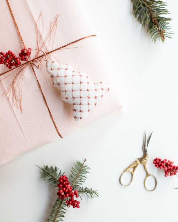 Embroidered Christmas Tree Ornament DIY by Anne Weil of Flax & Twine