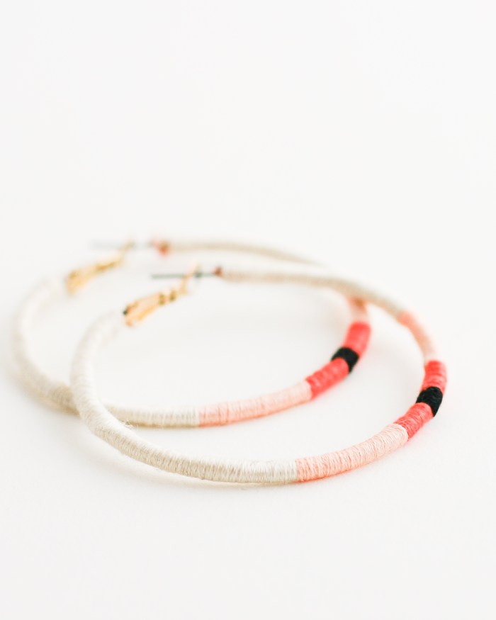 Embroidery Thread Wrapped Hoop Earrings