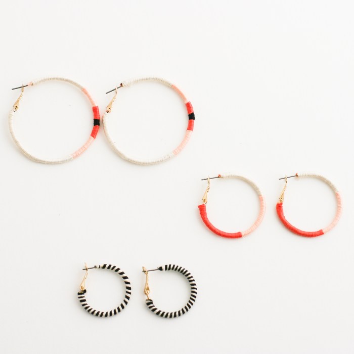 Embroidery Thread Wrapped Hoop Earrings