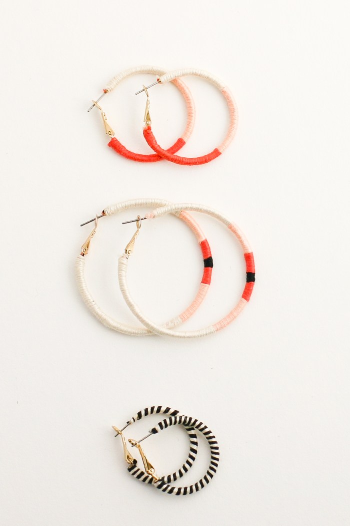 Embroidery Thread Wrapped Hoop Earrings