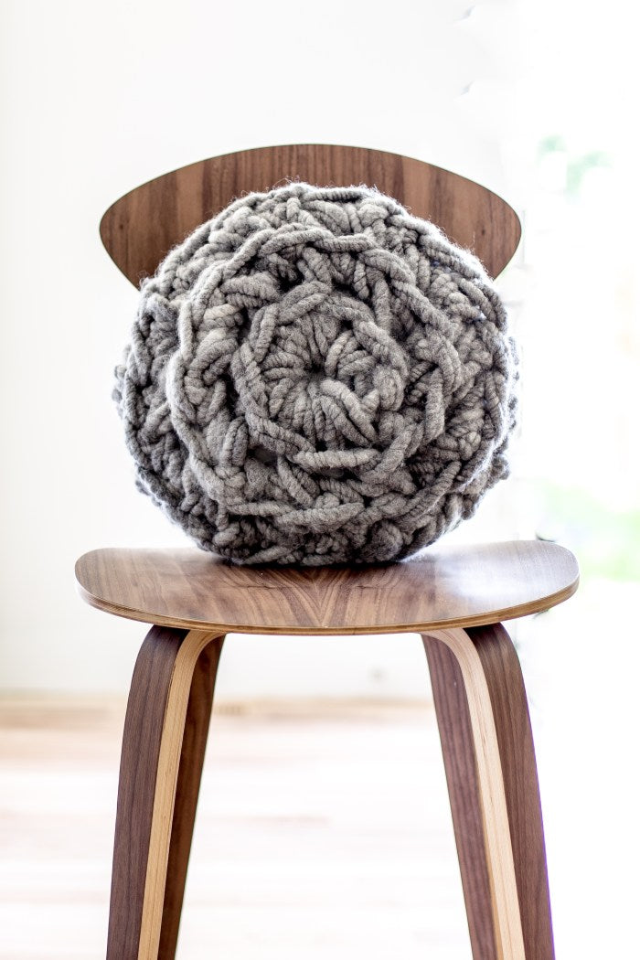 Bulky Hand Crochet Round Pillow Pattern by Anne Weil of Flax & Twine