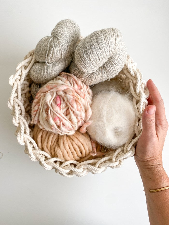 Finger Crochet a Gorgeous Basket with Natural Rope