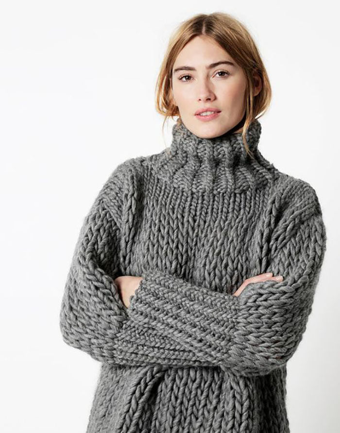 KNITTING PATTERN Women Chunky Knit Sweater Pattern, Bulky Sweater Knitting  Pattern Polo Neck Jumper Knitting Pattern 