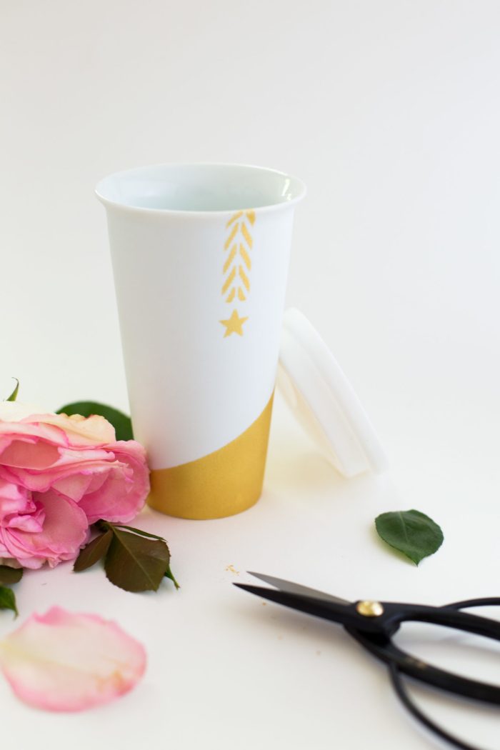 DIY Gold Stenciled Travel Mug