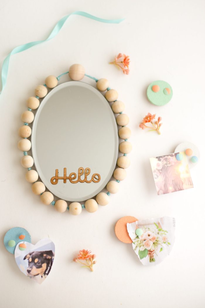 beaded mirror cork board and pushpin-2648