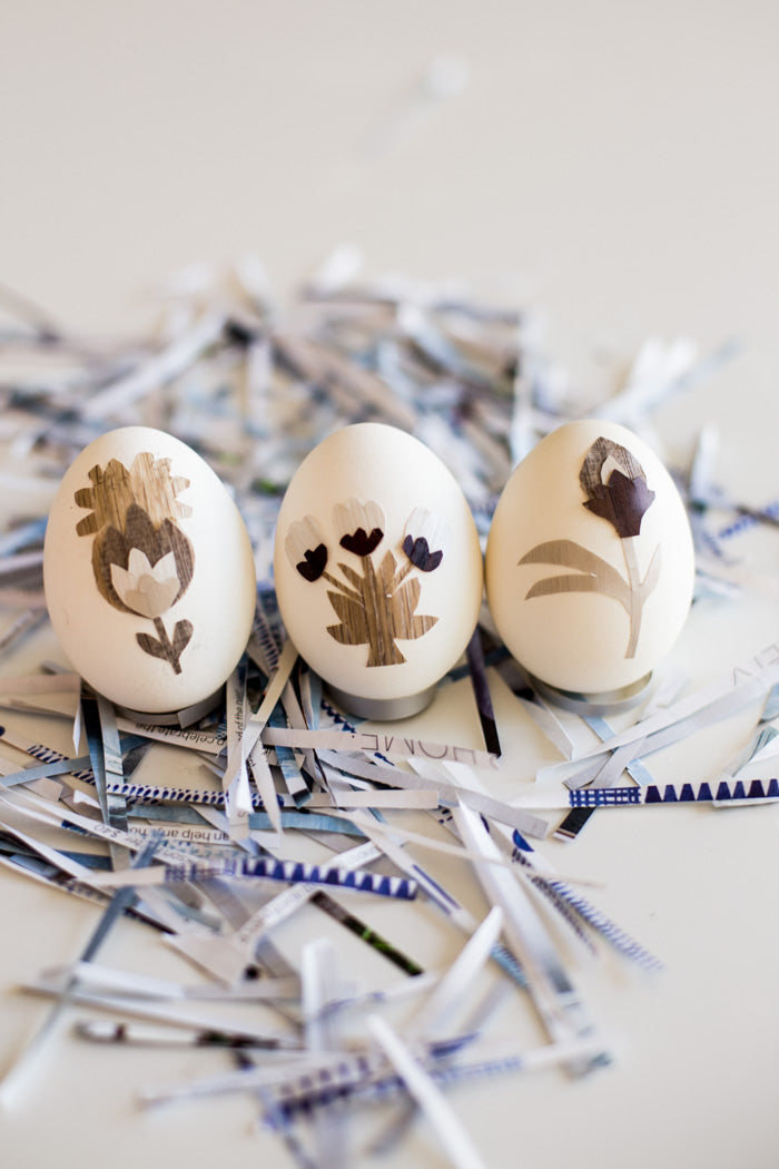 Wood Grain Folk Art Flower Easter Eggs - Non dye! Just trace, peel and stick!